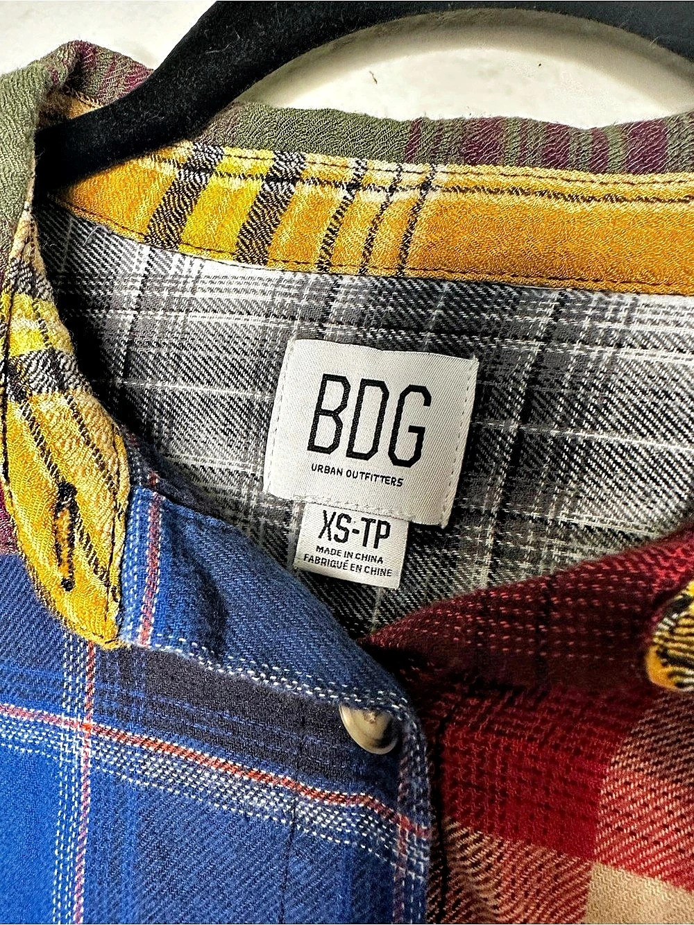 BDG Plaid Oversized High-Low Button Front Top - Picture 3 of 6